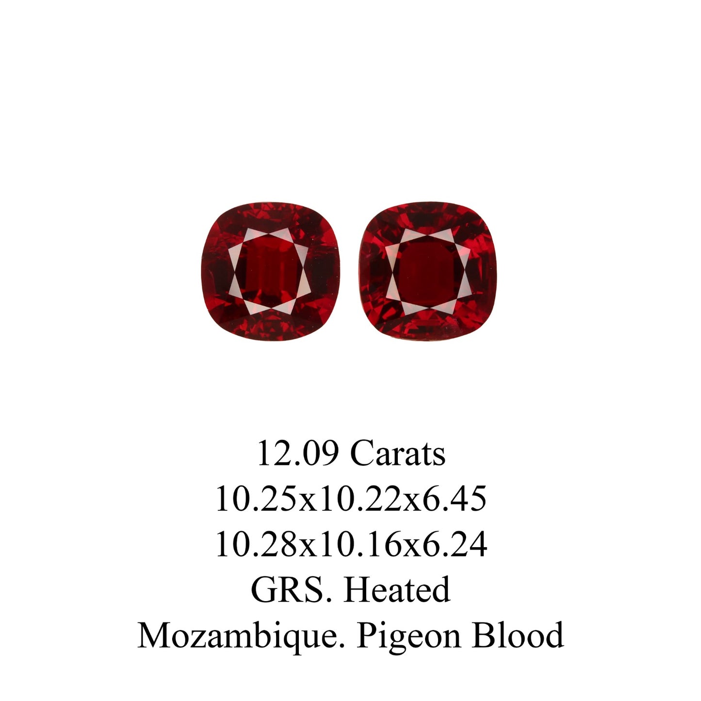 12.09 Carats Cushion Cut Pigeon Blood Red Ruby