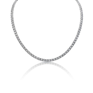 Chana 6 Carat Round Brilliant Diamond Tennis Necklace in 14k White Gold Front View