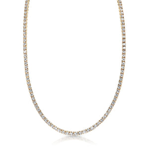 Alexis 19 Carat Round Brilliant Diamond Tennis Necklace in 14k Yellow Gold Front View