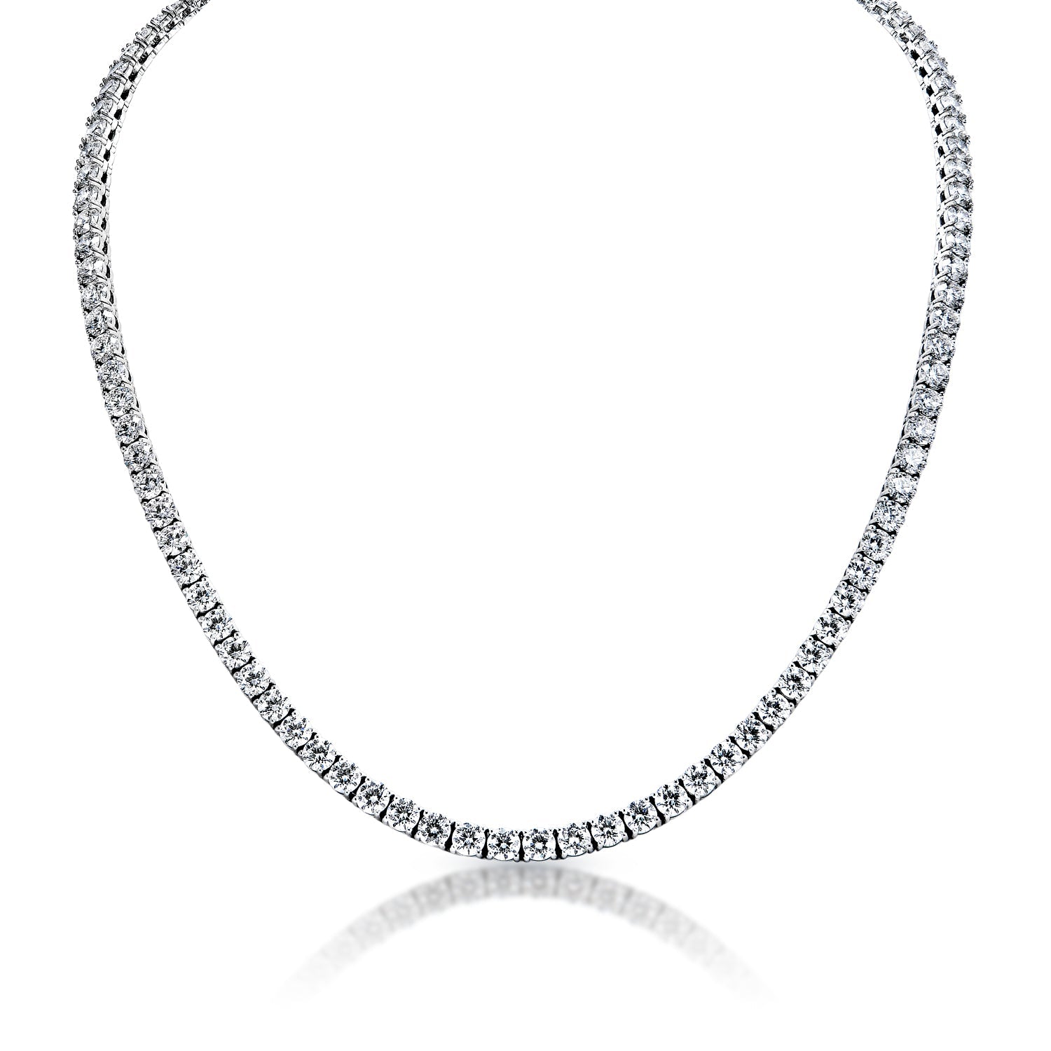 Laquela 41 Carat Round Brilliant Lab Grown Diamond Tennis Necklace in 14k White Gold Front View