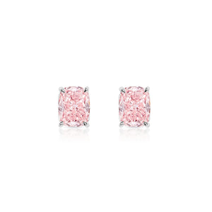 Haisley 5 Carat VVS1 Fancy Vivi Pink Diamond Stud Earrings in 14k White Gold Front View