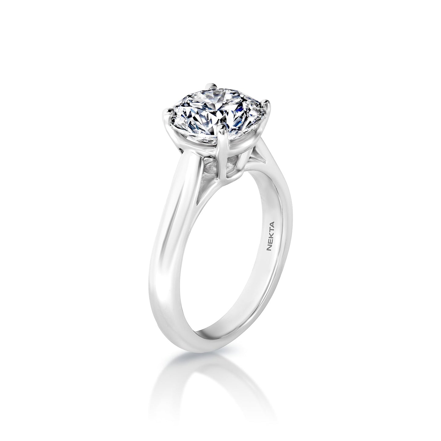 Liba 3 Carat I VS1 Round Brilliant Diamond Solitaire Engagement Ring Side View