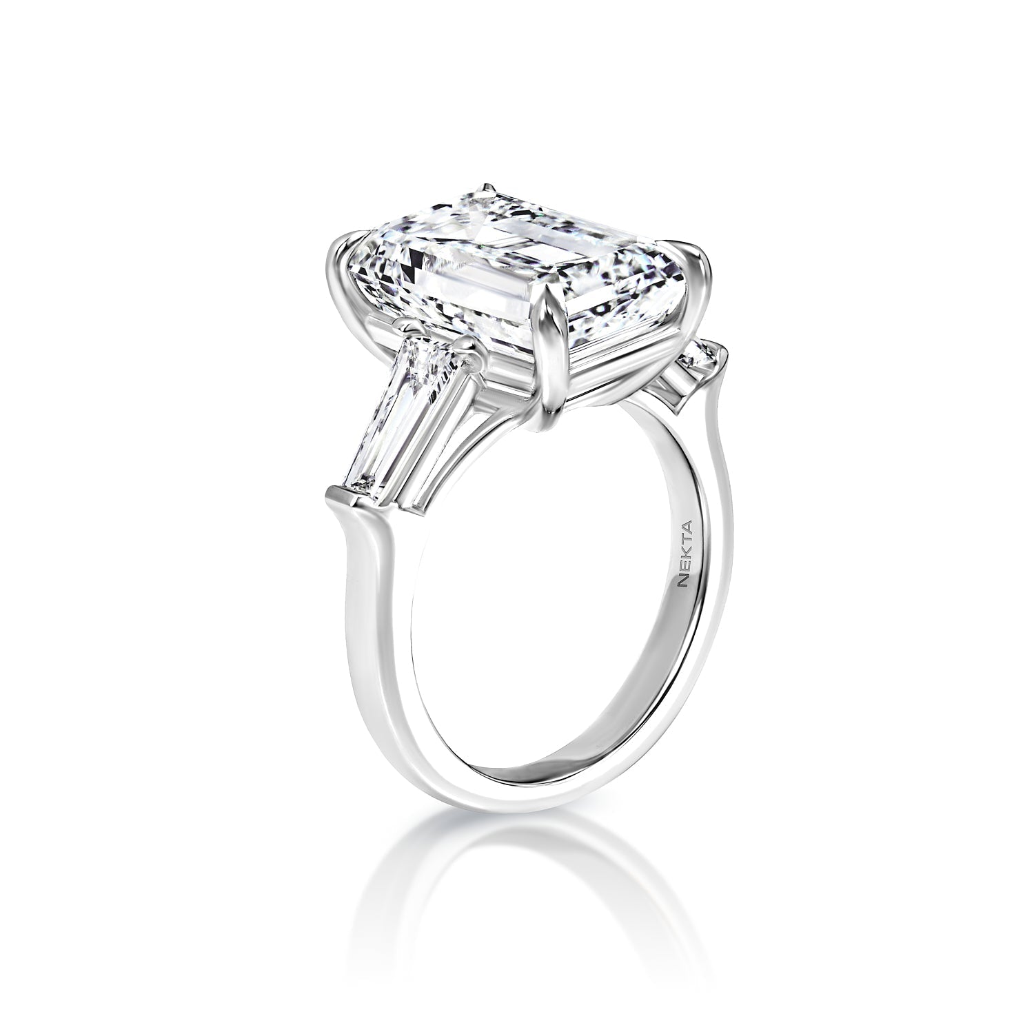 Lurleen 5 Carat F VS2 Emerald Cut Lab-Grown Diamond Engagement Ring in White Gold Side View