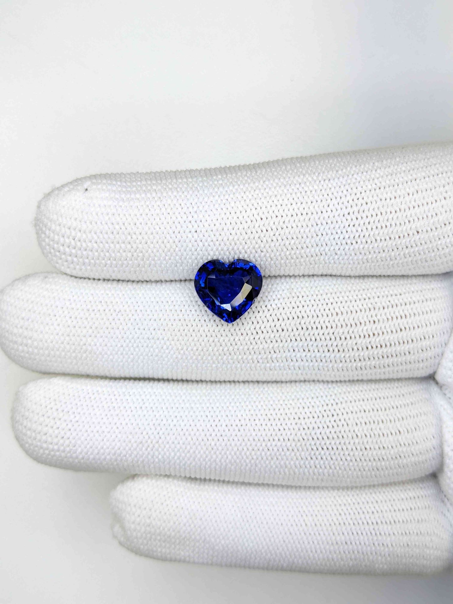 4.02 Carat Heart Cut Heat Blue Sapphire Loose Gemstone On Hand