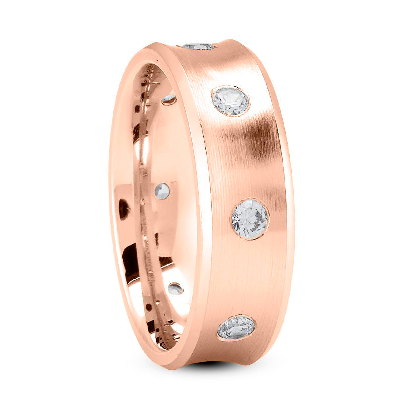 Aaric 0.56 Carat Round Cut Diamond Men's Band in 14k Rose Gold TOP