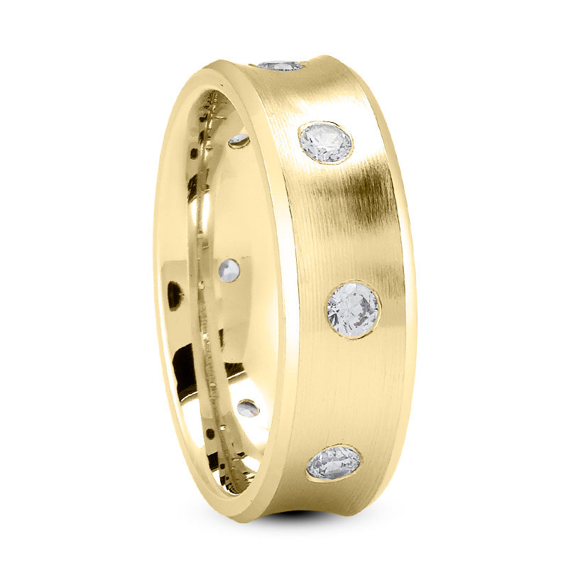 Aaric 0.56 Carat Round Cut Diamond Men's Band in 14k Yellow Gold TOP