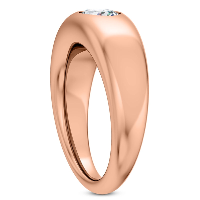 Abaddon Oval Cut Diamond Tapered Dome Men's Band in 14k Rose Gold ANGLE