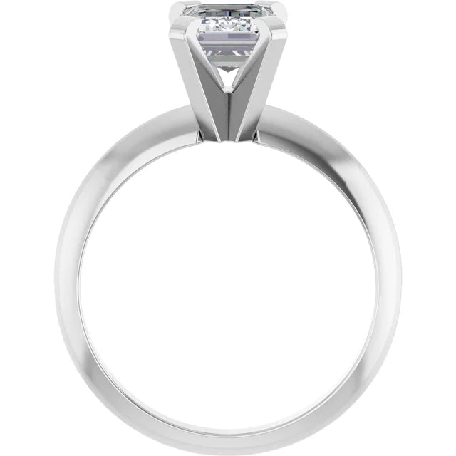 Alouette 1.01 Carat Emerald Cut Diamond Solitaire Engagement Ring in 14k White Gold Back View