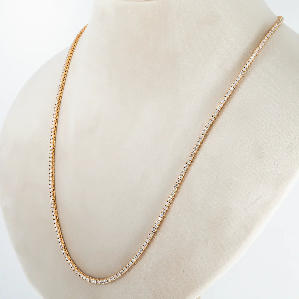 Braelynn 9 Carat Round Cut Diamond Tennis Necklace Side