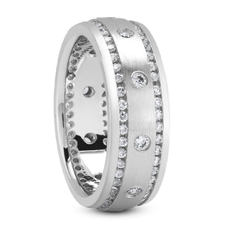 Anthony Men's Diamond Wedding Ring Round Cut Channel Burnished Set  in 14K White Gold