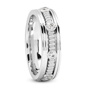 Axel Men's Diamond Wedding Rope Layered Ring Round Cut in Platinum