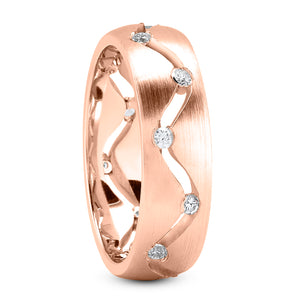 Wesley Men's Diamond Wedding Ring Round Cut Floating Diamond Set in 14K Rose Gold