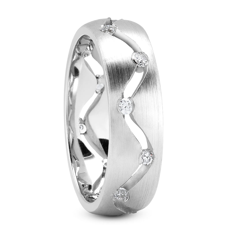 Wesley Men's Diamond Wedding Ring Round Cut Floating Diamond Set in 14K White Gold