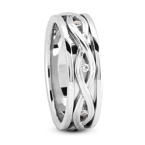Walker Men's Diamond Wedding Ring Round Cut Infinity Set in Platinum