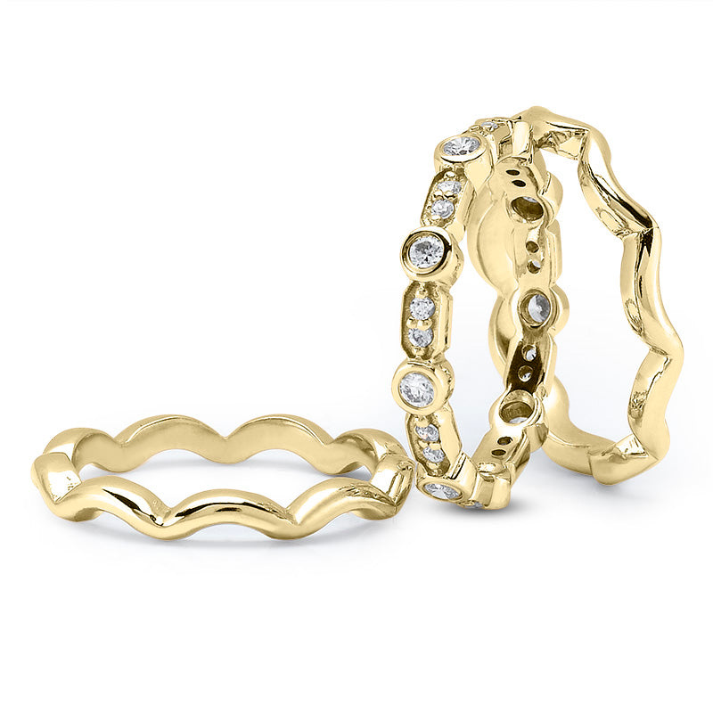 Everett Men's Diamond Wedding Ring Round Cut Multi-layered Set in 14K Yellow Gold