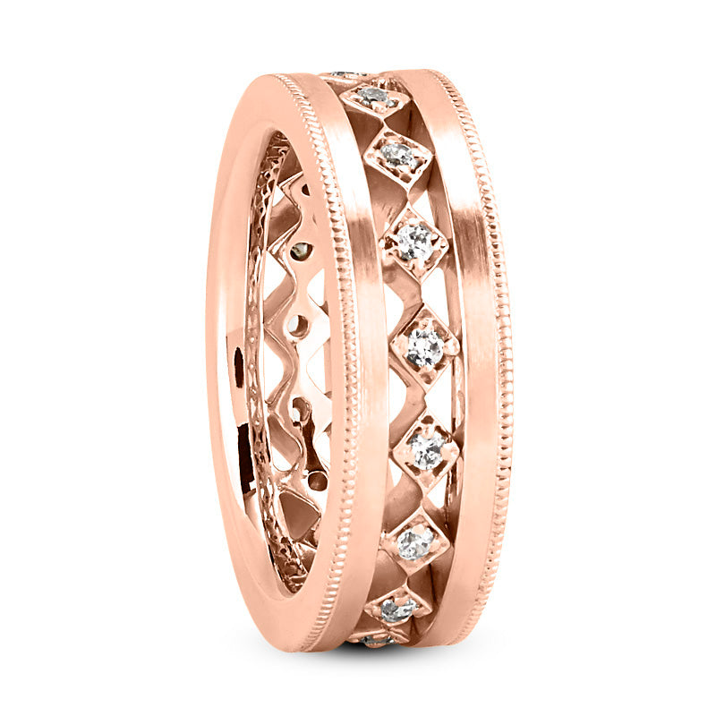 Easton Men's Diamond Wedding Ring Round Cut Floating Channel Set in 14K Rose Gold