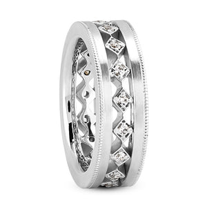 Easton Men's Diamond Wedding Ring Round Cut Floating Channel Set in 14K White Godl