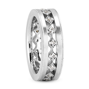 Easton Men's Diamond Wedding Ring Round Cut Floating Diamond Set in Platinum
