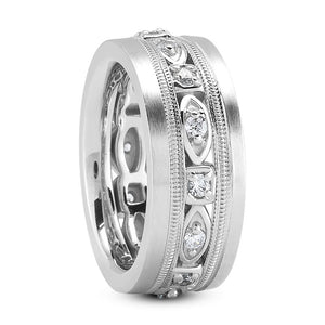 Jonathan Men's Diamond Wedding Ring Round Cut Symbol Set in Platinum