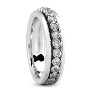 Leonardo Men's Diamond Wedding Ring Round Cut Channel Set in 14K White Gold