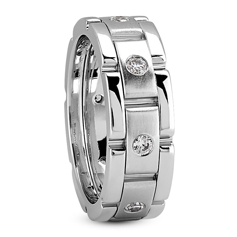 Hunter Men's Wedding Ring Concave Watch Strap Set in 14k White Gold