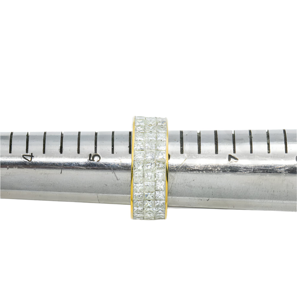 Eladia 7 Carats Triple Row Princess Cut Diamond Eternity Ring in 18K Yellow Gold Size