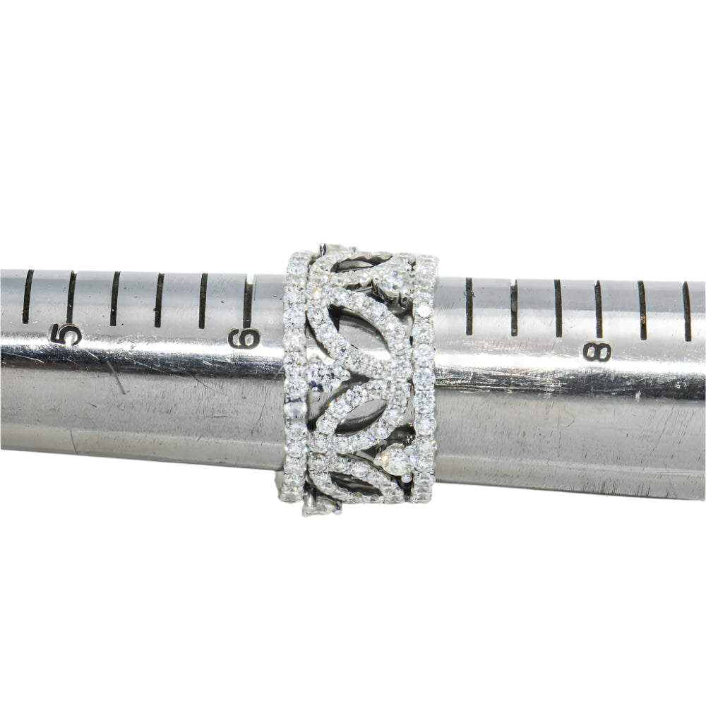 Eldora 4 Carats 7 Petal Row Diamond Eternity Ring in 18K White Gold Size