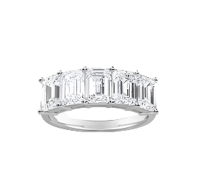 Emerald Cut Lab Grown Diamond 5 Stone Band