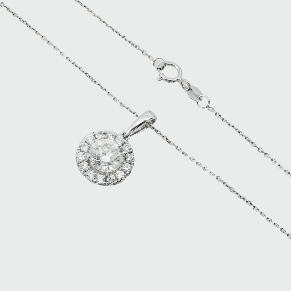 Estelle 2 Carat Round Cut Diamond Pendant & Chain Necklace Front and Back