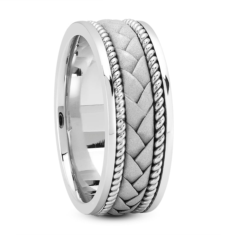 Dominic Men's Wedding Ring Scale Set in 14k White Gold