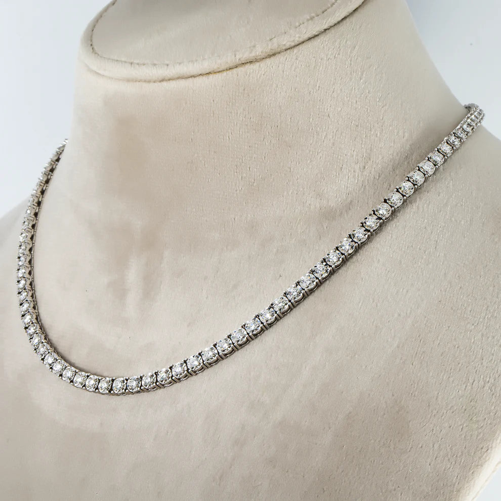 Julianna 6 Carat Round Diamond Tennis Necklace Side