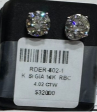 Kataleya 4 Carat Round Cut Diamond Stud Earrings