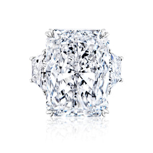 Lusia 20 Carats F VS2 Radiant Cut Diamond Engagement Solitaire Ring Front View