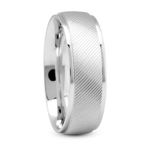 Greyson Men's Wedding Ring Diagonal Carved Set in 14k White Gold