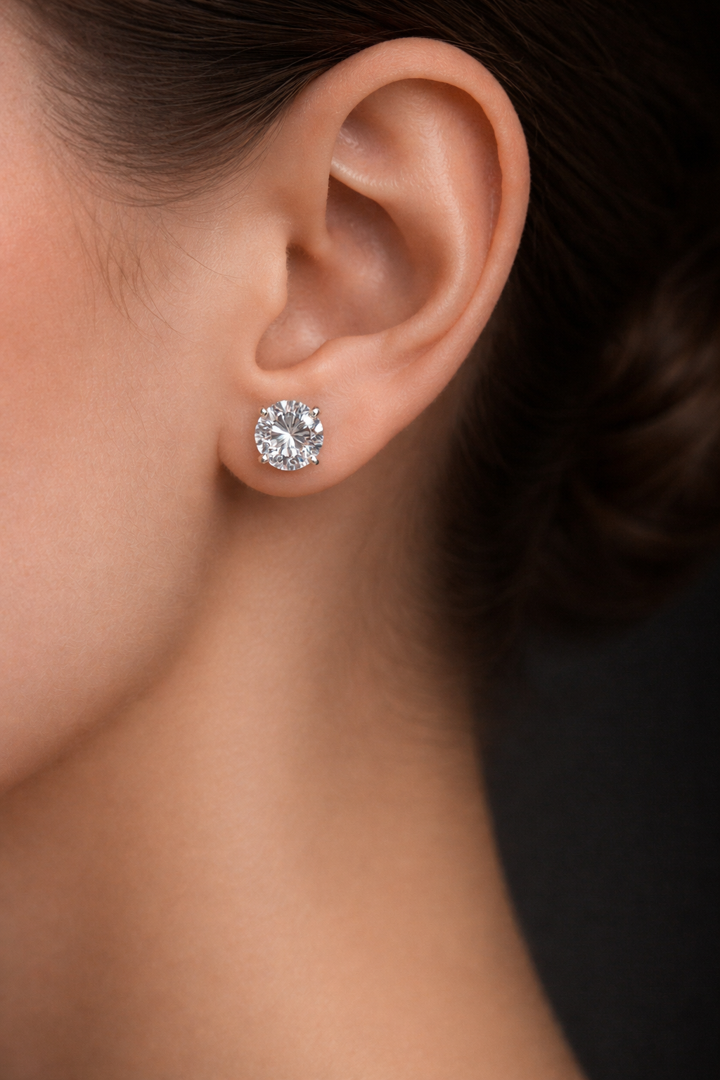 Landry 2 Carats Solitaire Lab Grown Round Diamond Stud Earrings in 14K White Gold IGI