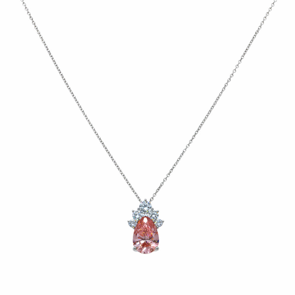Latha 2 Carat Pear Cut Fancy Pink Lab Grown Diamond Mini Pendant Necklace Front