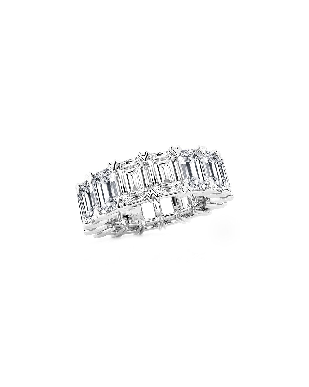 Laviel 12 Carats Emerald Cut Lab Grown Diamond Eternity Ring in 14k White Gold Side View