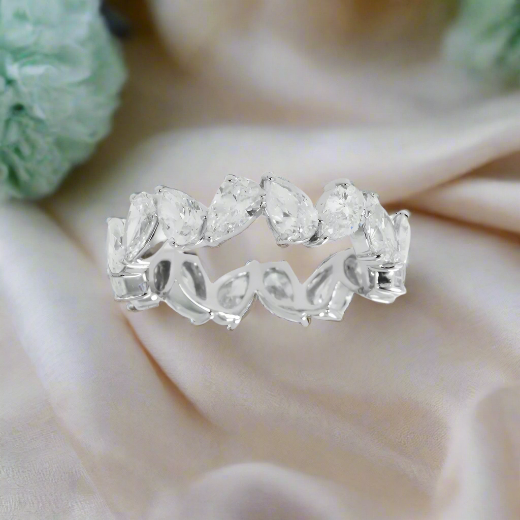 Laxmi Carat Pear Cut Lab Grown Diamond Eternity Ring in 14K