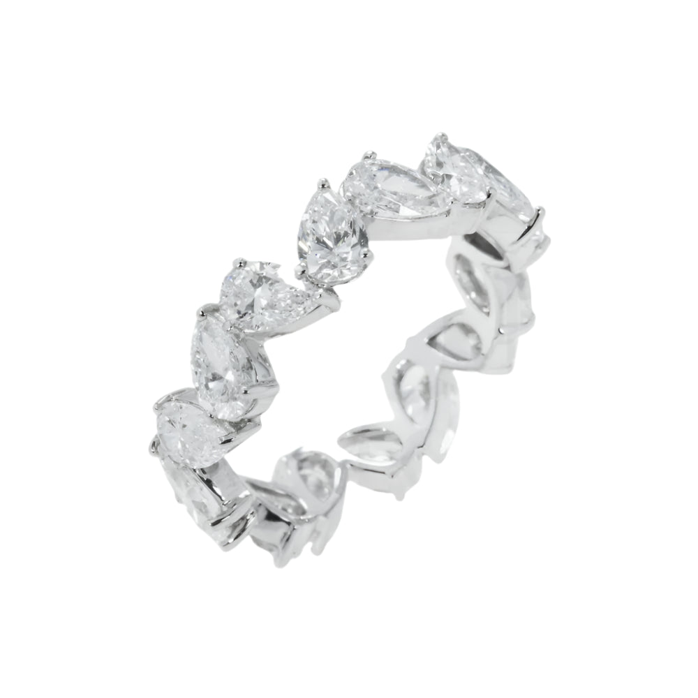 Laxmi 4 Carat Pear Cut Lab Grown Diamond Eternity Ring Side 1