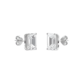 Leeandra 2 Carat Emerald Cut Lab Grown Diamond 4 Prong Stud Earrings