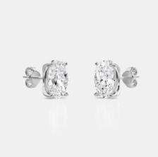 Leeanna 1 Carat Oval Cut Lab Grown Diamond 4 Prong Stud Earrings