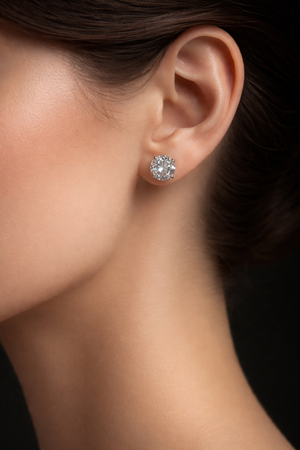 Leela 2 Carats Solitaire Lab Grown Round Diamond Stud Earrings in 14K White Gold IGI