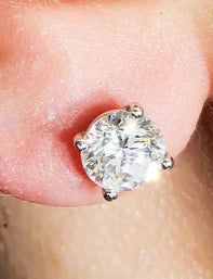 Leela 2 Carats Solitaire Lab Grown Round Diamond Stud Earrings in 14K White Gold IGI Wear