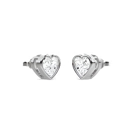 Leester 1 Carat Heart Cut Lab Grown Diamond Bezel Stud Earrings in 14K White Gold