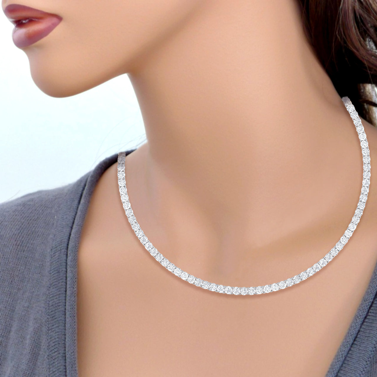 Leilanii 25 Carat Round Cut Lab Grown Diamond Single Line Necklace
