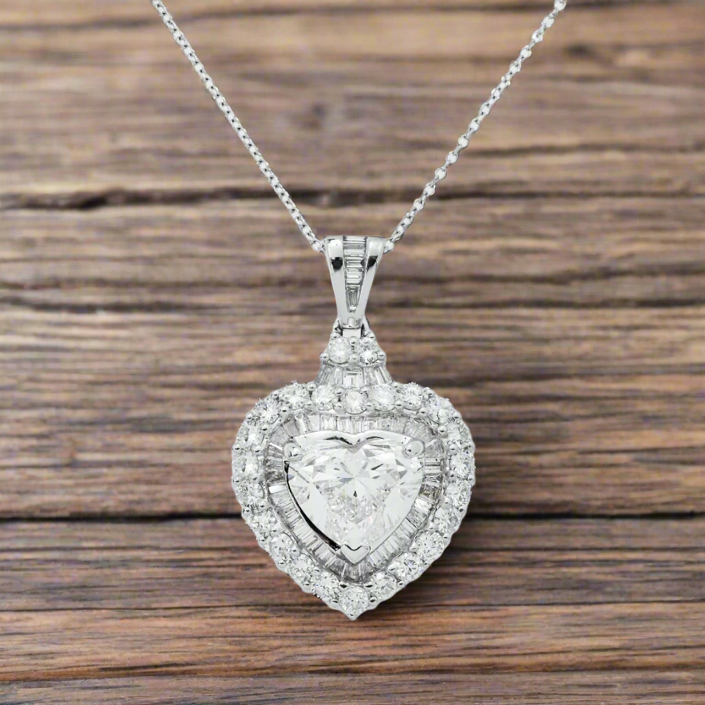Lekha Carat Heart Cut Lab Grown Diamond Pendant Chain Necklace