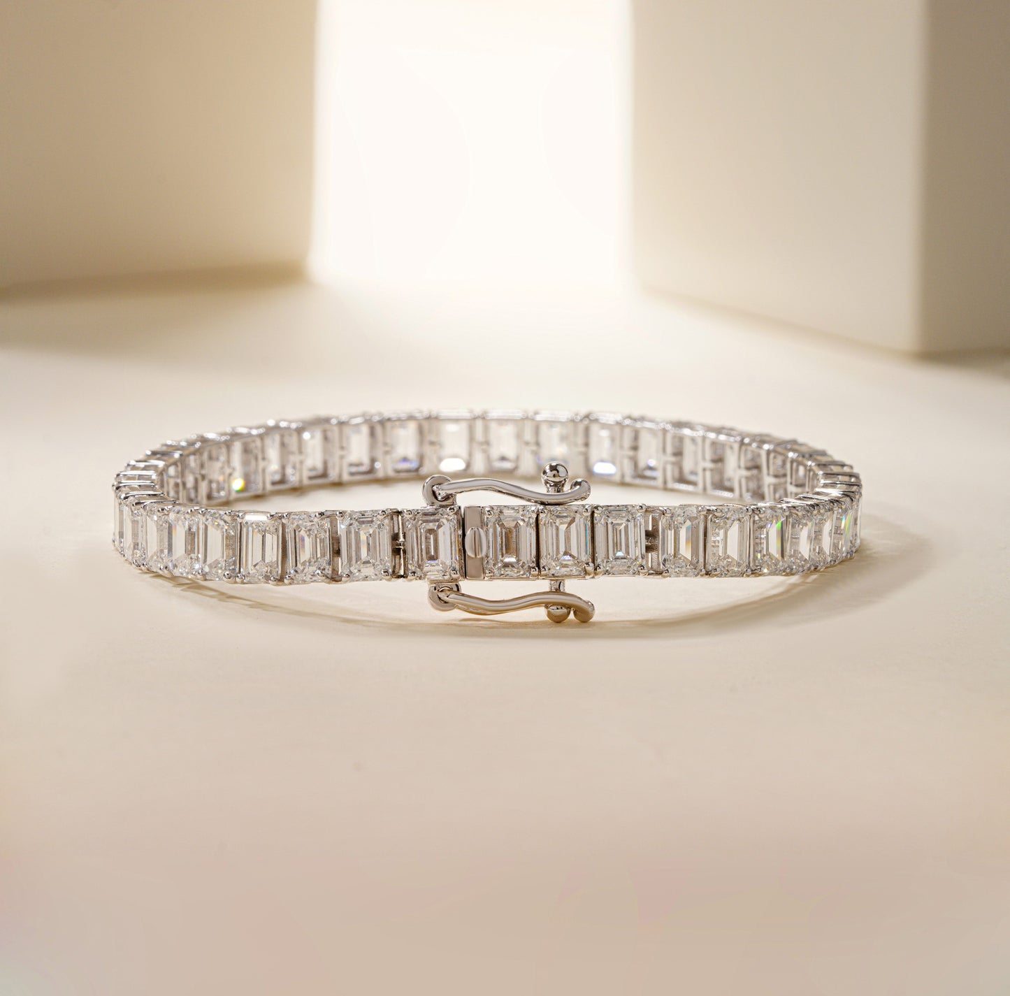 Lexii 22 Carat Emerald Cut Lab Grown Diamond Tennis Bracelet back 1