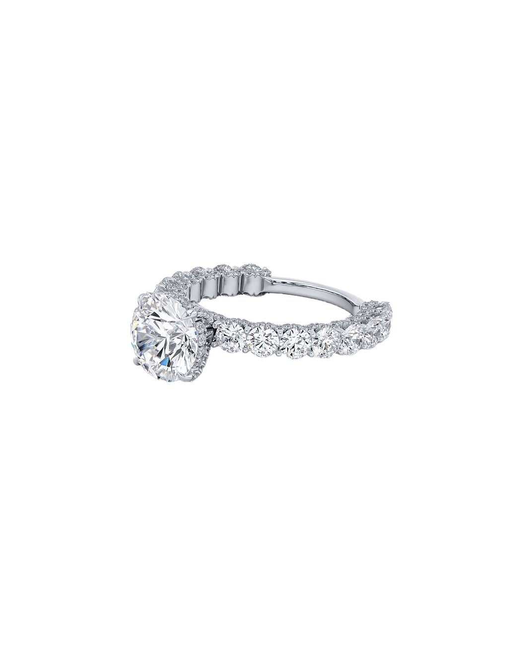 Diamond ring on a white background angle