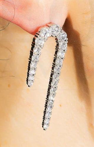 Liezel 5 Carats Curved Round Lab Grown Diamond Drop Earrings in 14K White Gold Wear