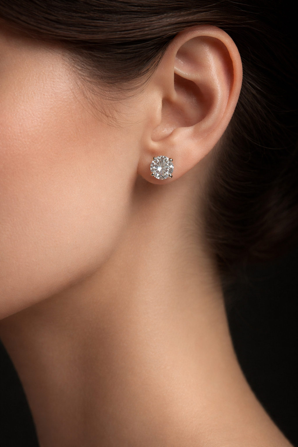 Lilia 4 Carats Solitaire Lab Grown Round Diamond Stud Earrings in 14K White Gold IGI
